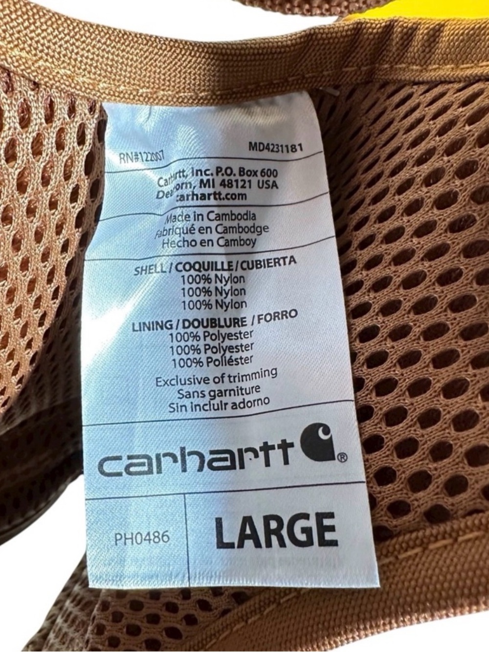Carhartt Workwear Dog Harness — Carhartt Brown with Tan Webbing - Picture 8 of 9